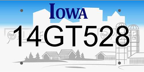 14GT528 Iowa License Plate