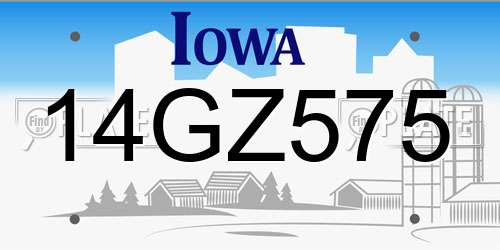 14GZ575 Iowa License Plate