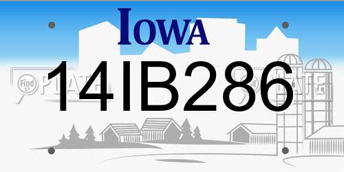 14IB286 Iowa License Plate