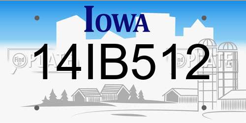 14IB512 Iowa License Plate