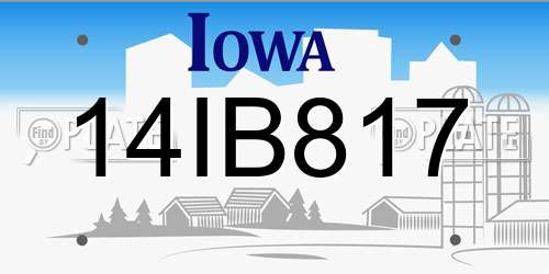 14IB817 Iowa License Plate