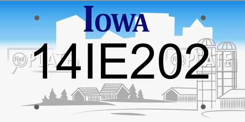 14IE202 Iowa License Plate
