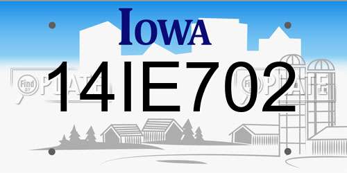 14IE702 Iowa License Plate