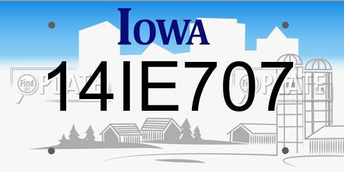 14IE707 Iowa License Plate
