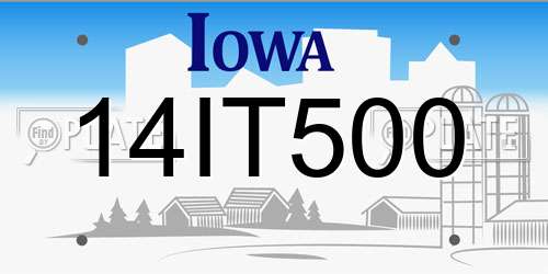 14IT500 Iowa License Plate