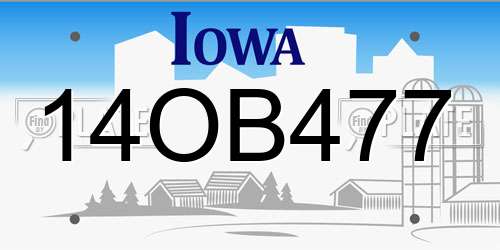 14OB477 Iowa License Plate