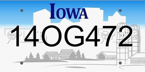 14OG472 Iowa License Plate