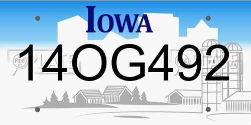 14OG492 Iowa License Plate