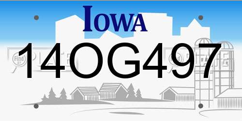 14OG497 Iowa License Plate