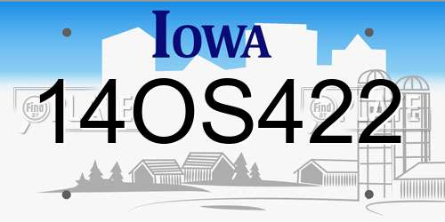 14OS422 Iowa License Plate