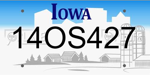 14OS427 Iowa License Plate