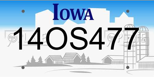14OS477 Iowa License Plate