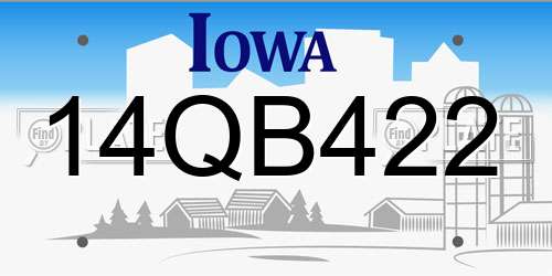 14QB422 Iowa License Plate