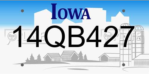 14QB427 Iowa License Plate