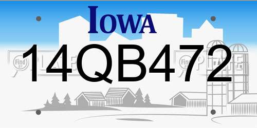 14QB472 Iowa License Plate