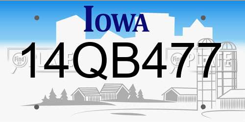 14QB477 Iowa License Plate