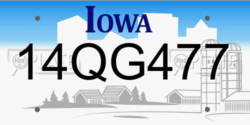 14QG477 Iowa License Plate