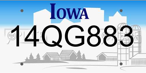 14QG883 Iowa License Plate