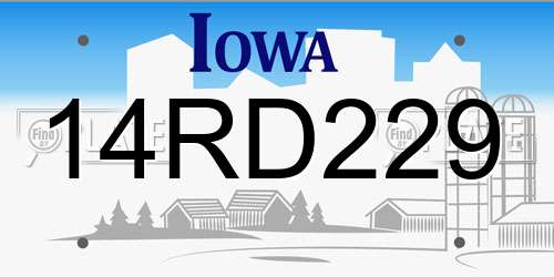 14RD229 Iowa License Plate
