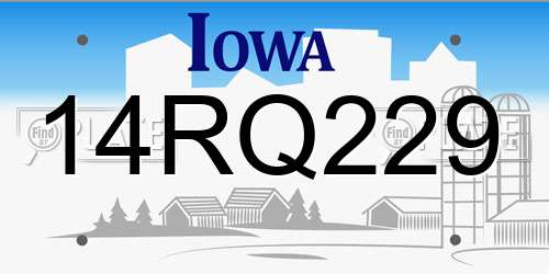 14RQ229 Iowa License Plate