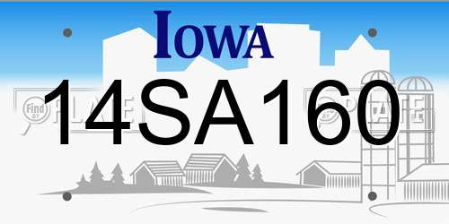 14SA160 Iowa License Plate