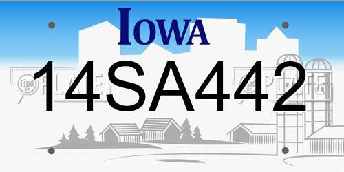 14SA442 Iowa License Plate