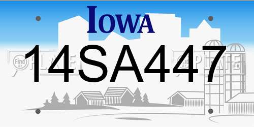 14SA447 Iowa License Plate
