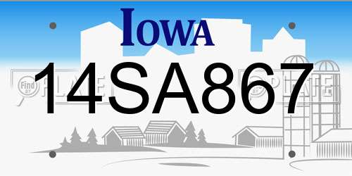 14SA867 Iowa License Plate