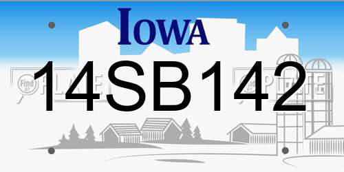 14SB142 Iowa License Plate