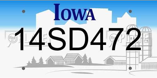 14SD472 Iowa License Plate