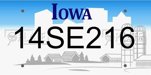 14SE216 Iowa License Plate