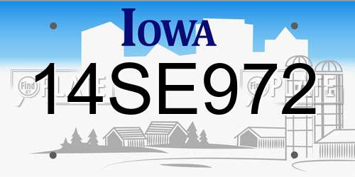 14SE972 Iowa License Plate