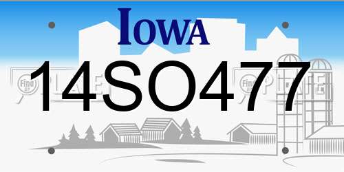 14SO477 Iowa License Plate