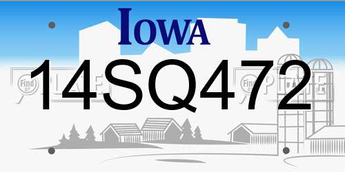 14SQ472 Iowa License Plate