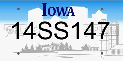 14SS147 Iowa License Plate