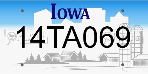 14TA069 Iowa License Plate
