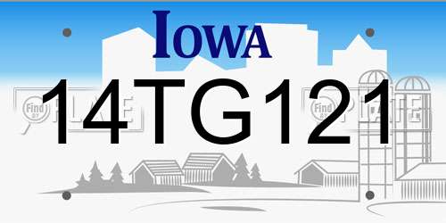 14TG121 Iowa License Plate
