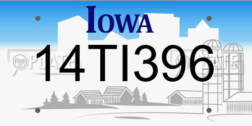 14TI396 Iowa License Plate