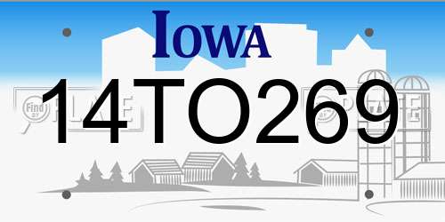 14TO269 Iowa License Plate