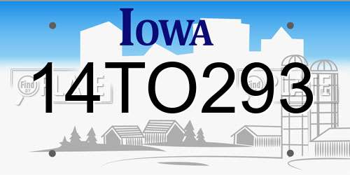 14TO293 Iowa License Plate