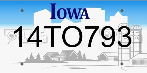 14TO793 Iowa License Plate
