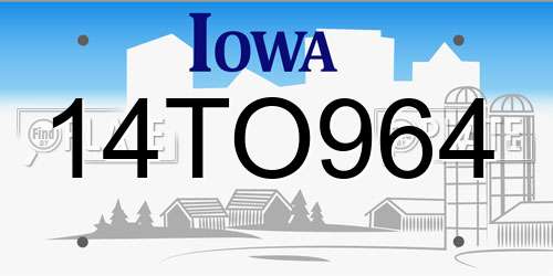 14TO964 Iowa License Plate