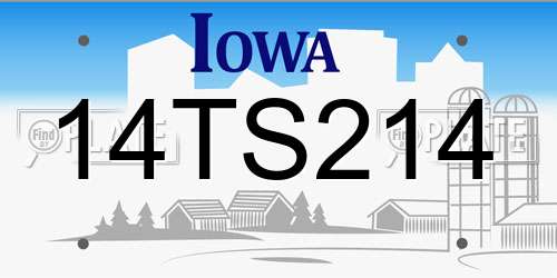 14TS214 Iowa License Plate