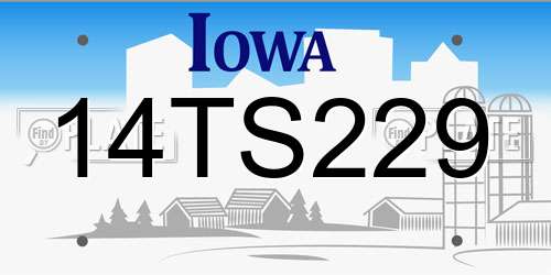 14TS229 Iowa License Plate