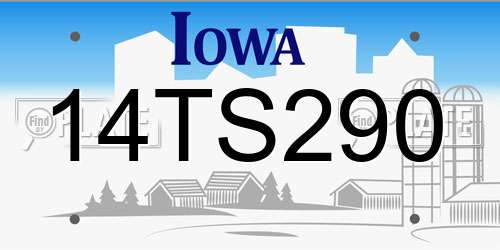14TS290 Iowa License Plate