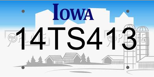 14TS413 Iowa License Plate