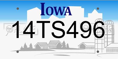 14TS496 Iowa License Plate