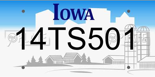 14TS501 Iowa License Plate