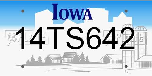 14TS642 Iowa License Plate