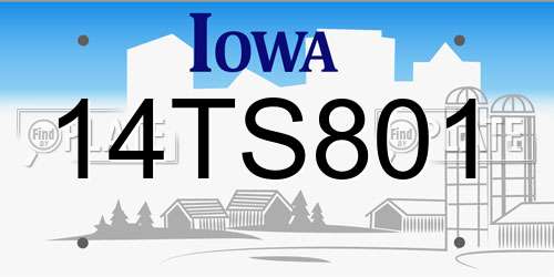14TS801 Iowa License Plate